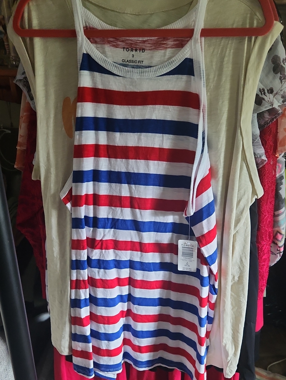 Torrid 3 Red, Blue & White Striped Tank Top